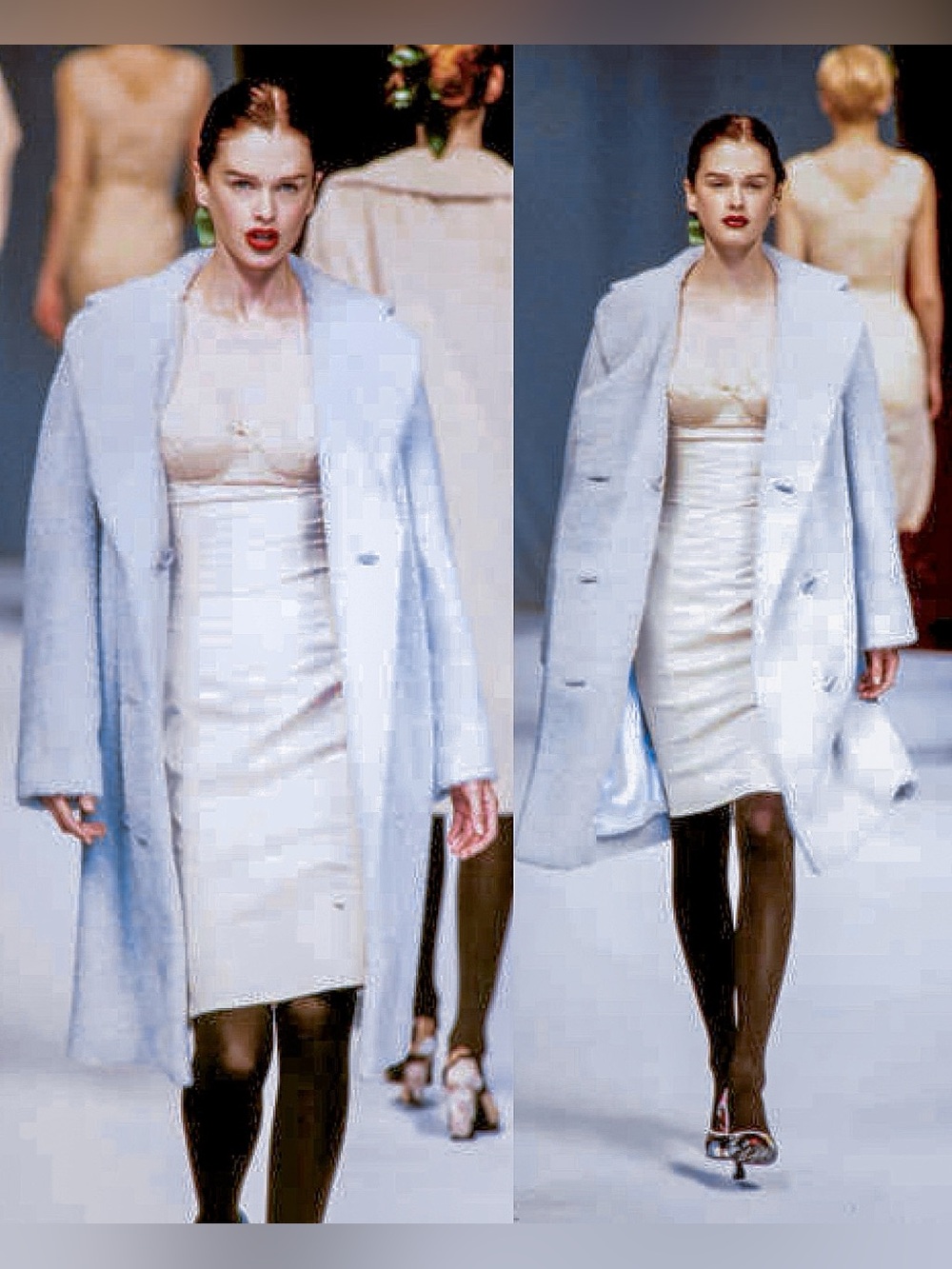 Vintage DOLCE & GABBANA F/W 1996 Mohair Double Breasted Car Coat in Baby Blue - Picture 4 of 13